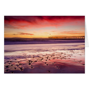 Paysage marin et jetée au coucher du soleil, CA