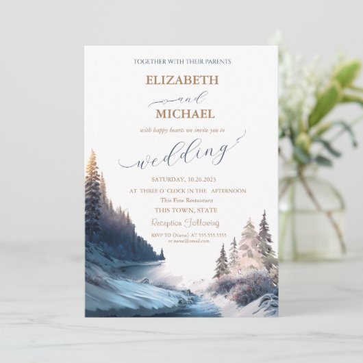 Paysage, Nature, Faire-part de mariage forestier (Debout devant)
