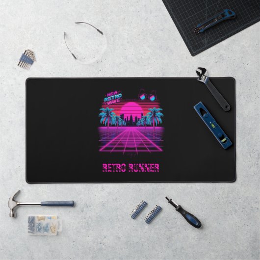 Paysage néon en grille Rétro Synthwave Vaporwave d (Poste de travail)
