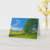 Paysage pastoral peinture carte d'anniversaire (Fleur jaune)