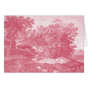 Paysage pastoral rose de Toile de Jouy Shabby