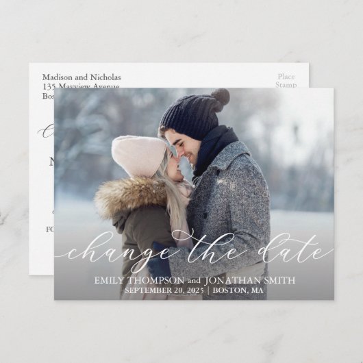 Paysage Photo Mariage Modifier La Date Carte Posta (Devant / Derrière)