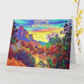 Paysage pittoresque Carte d'anniversaire (Fleur jaune)