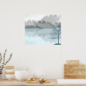 Paysage Réflexion Lac Trees Poster vert (Cuisine)