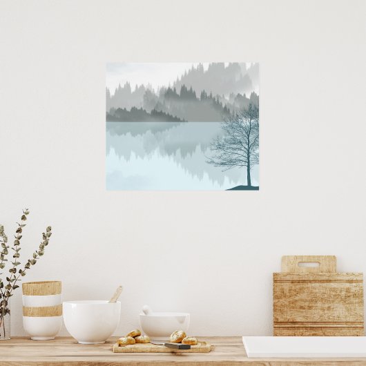 Paysage Réflexion Lac Trees Poster vert (Cuisine)