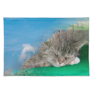 paysage rocheux montagne et chat set de table