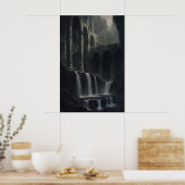 Paysage rustique antique avec cascade - Impression (Cuisine)