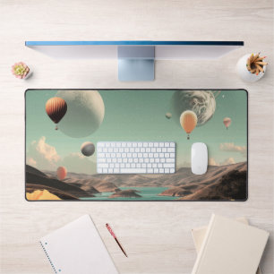 Paysage surréaliste avec ballons aériens et lune