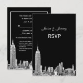 Paysage urbain de NYC 01 Gravé RSVP #1 Avec Menu (Devant / Derrière)