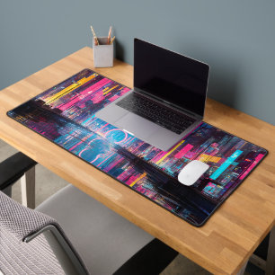 Paysage urbain néon vibrant futuriste de nuit