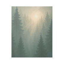 Paysage verdoyant et brumeux au lever du soleil, f