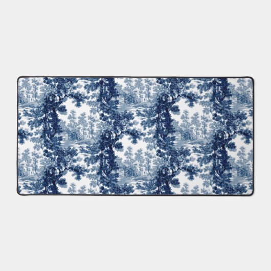 Paysage vintage du chalet Toile-Bleu & Blanc (Recto)