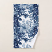 Paysage vintage du chalet Toile-Bleu & Blanc (Serviette à main)