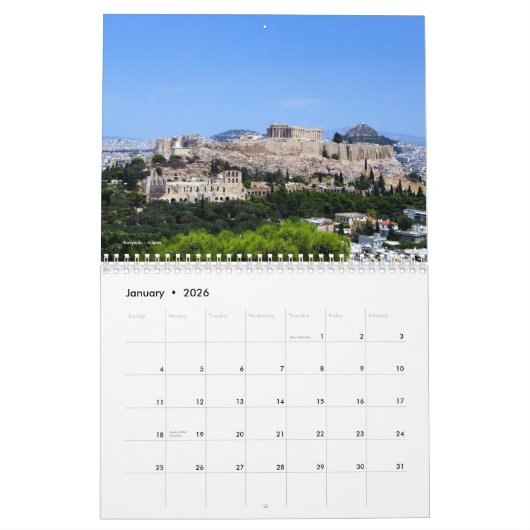 Paysages du calendrier mural grec (Jan 2026)