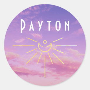 Payton Naam Op Maatstickers Rond Sun Boho Hippie Ronde Sticker