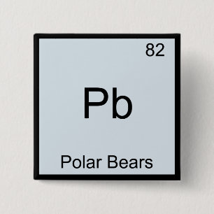 Pb - Ijsberen Leuke Chemie Elementsymbool Vierkante Button 5,1 Cm