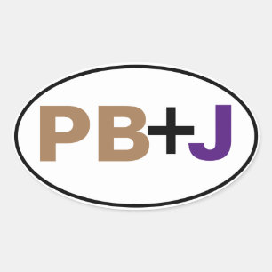 PB+J in kleur met rand Ovale Sticker