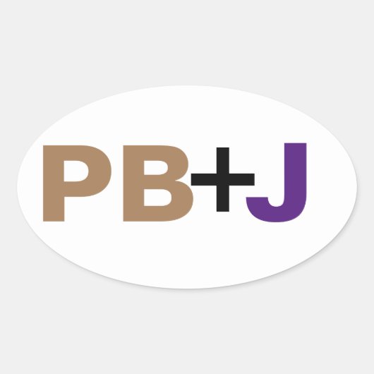 PB+J in kleur Ovale Sticker (Voorkant)