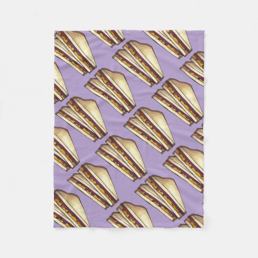 PB&J Peanut Butter en Grape Jam Sandwich Fleece Deken (Voorkant)