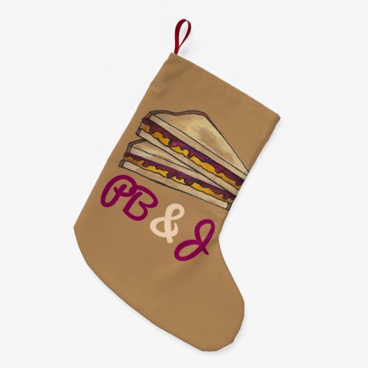 PB&J Peanut Butter en Grape Jelly Sandwich Kleine Kerstsok (Voorkant (Hangend))
