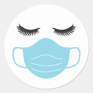 PBM-masker en wimpers Ronde Sticker