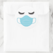 PBM-masker en wimpers Ronde Sticker (Tas)