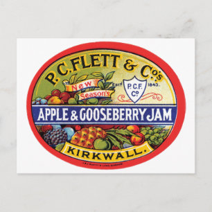 PC Flett & Cos. Apple & Gooseberry Jam Briefkaart