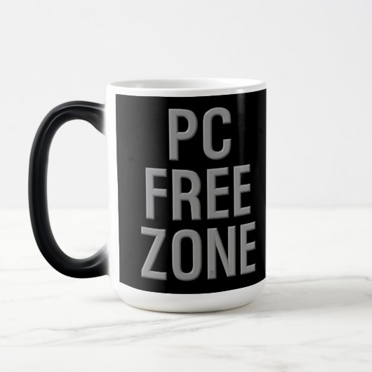 PC Free Zone black morphing mug (Gauche)
