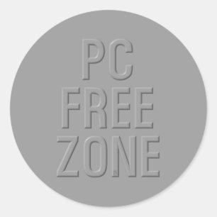 Pc Free Zone grijze grote ronde stickers