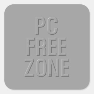 Pc Free Zone grijze vierkante sticker