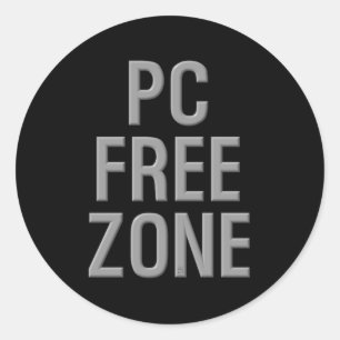 PC Free Zone noir rond gros autocollants