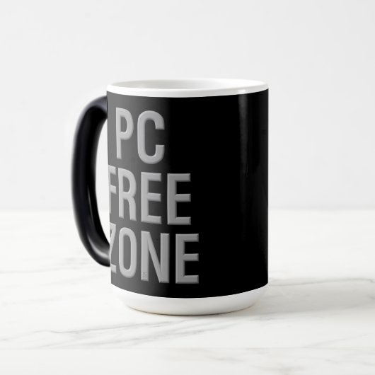 PC Free Zone zwarte morphing-mok Magische Mok (Voorkant links)