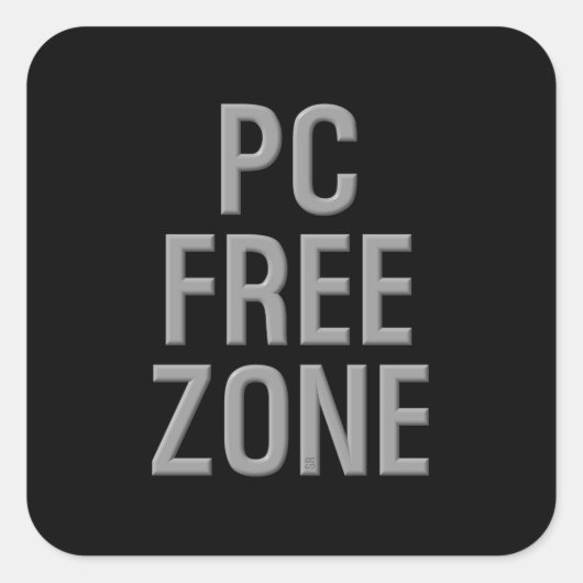 PC Free Zone zwarte vierkante sticker (Voorkant)