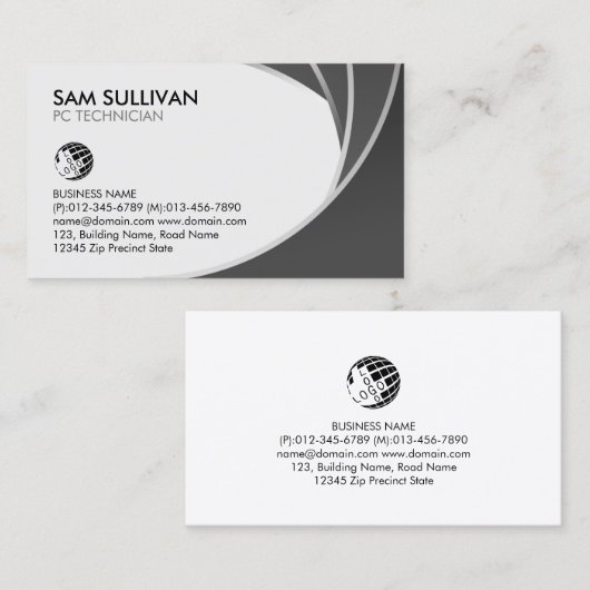 Pc-technicus — Reparatie van computer Visitekaartje (Voorkant / Achterkant)