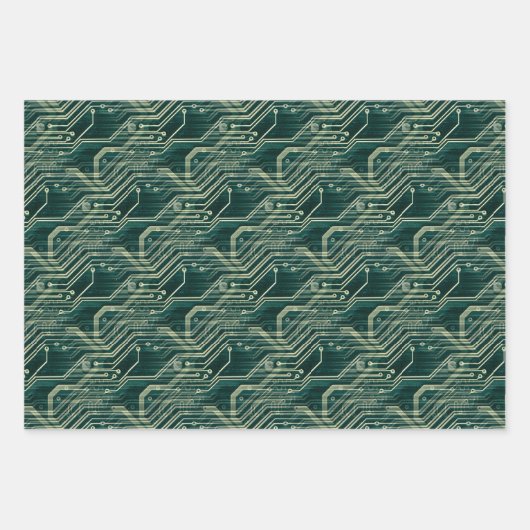 PCB Pattern Quirky Abstract Geek Inpakpapier Vel (Voorkant 3)