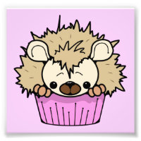 PCH CUTE CARTOON PASTEL PINK HEDGEHOG CUPCAKE HAPP