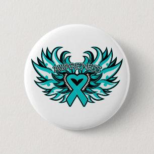 PCOS Awareness Heart Wings.png Ronde Button 5,7 Cm
