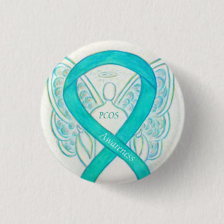 PCOS Awareness Ribbon Angel Custom Art Pin Ronde Button 3,2 Cm