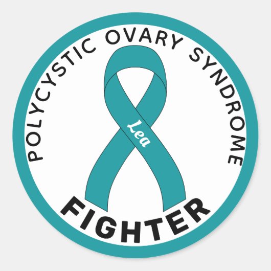 PCOS Fighter Ribbon White Round Sticker (Voorkant)