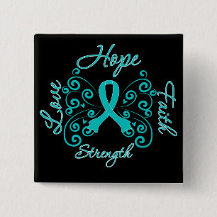 PCOS Hope Motto Butterfly Vierkante Button 5,1 Cm