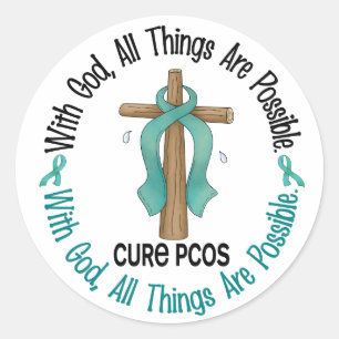 PCOS met God kruis Ronde Sticker