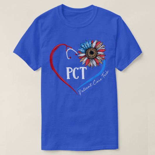 PCT Patiëntenzorg Tech USA Sunflower Stethoscoop H T-shirt (Design voorkant)