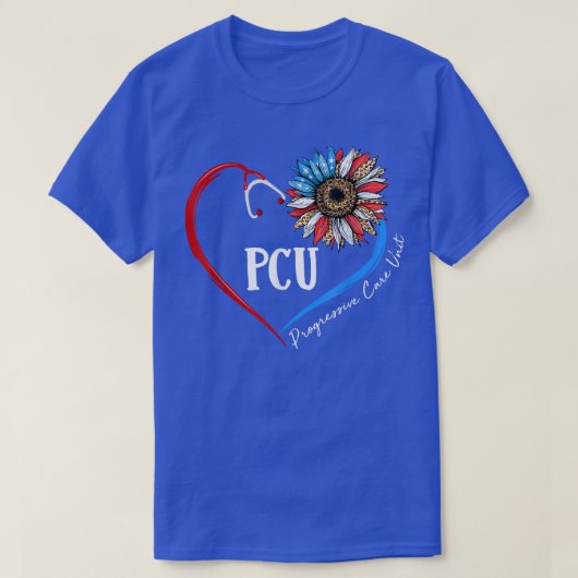 PCU Progressive Care Unit Sunflower Stethoscoop He T-shirt (Design voorkant)