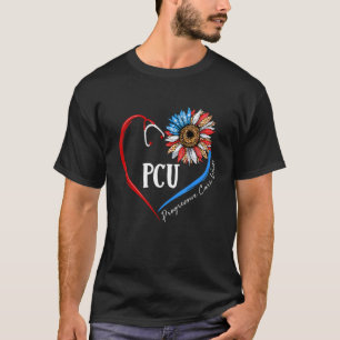 Pcu Progressive Care Unit Sunflower Stethoscoop T-shirt