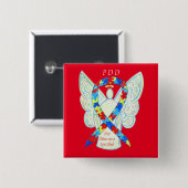 PDD-NOS (niet anders gespecificeerd) Angel-lintpij Vierkante Button 5,1 Cm (Voorkant /achterkant)