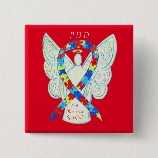 PDD-NOS (niet anders gespecificeerd) Angel-lintpij Vierkante Button 5,1 Cm (Voorkant)