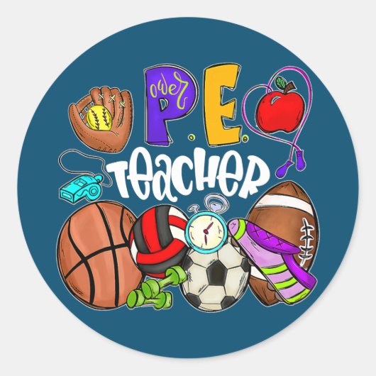 Pe-leraar Funny Physical Education Teacher Back Ronde Sticker (Voorkant)