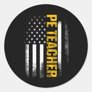 Pe Physical Education Teacher Flag Gifts Men Women Ronde Sticker