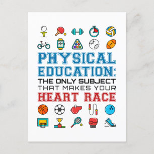 PE Teacher Phys Gym Coach Heart Race Briefkaart