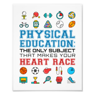 PE Teacher Phys Gym Coach Heart Race Foto Afdruk